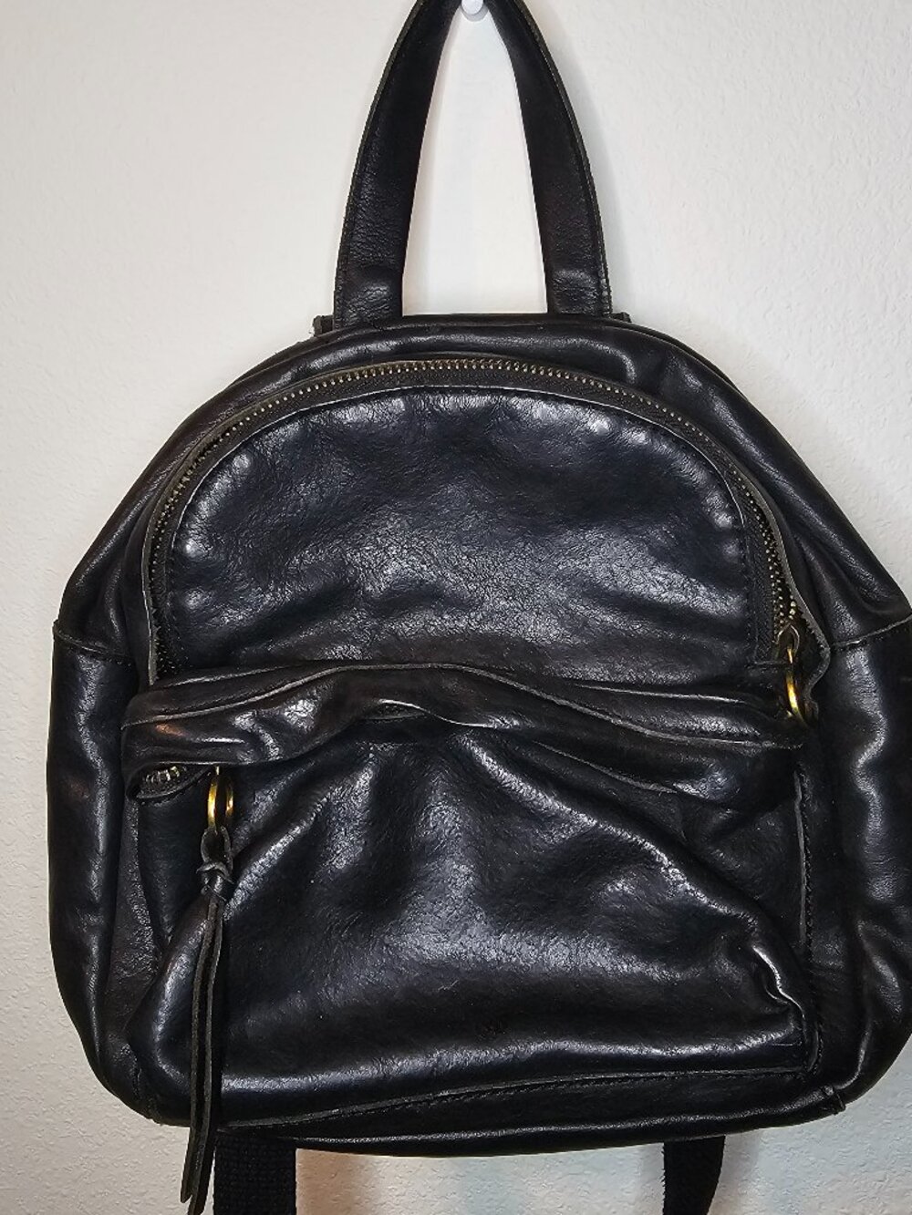 Leather mini backpack